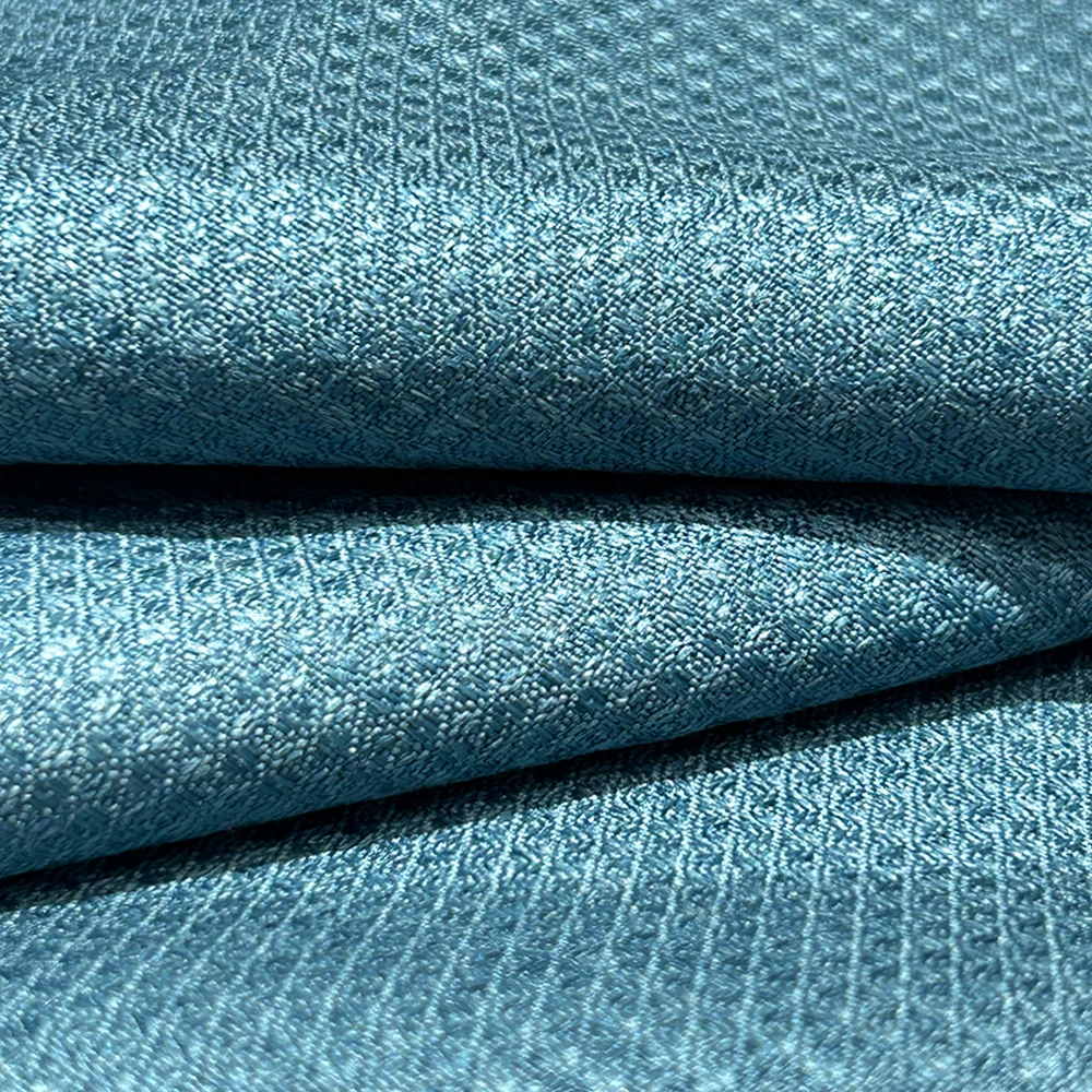 2024 New Design Button Pattern Linen Textured Dim Out Curtain Fabric Subdued Luxury Blackout Fabric for Hotel Public Projects