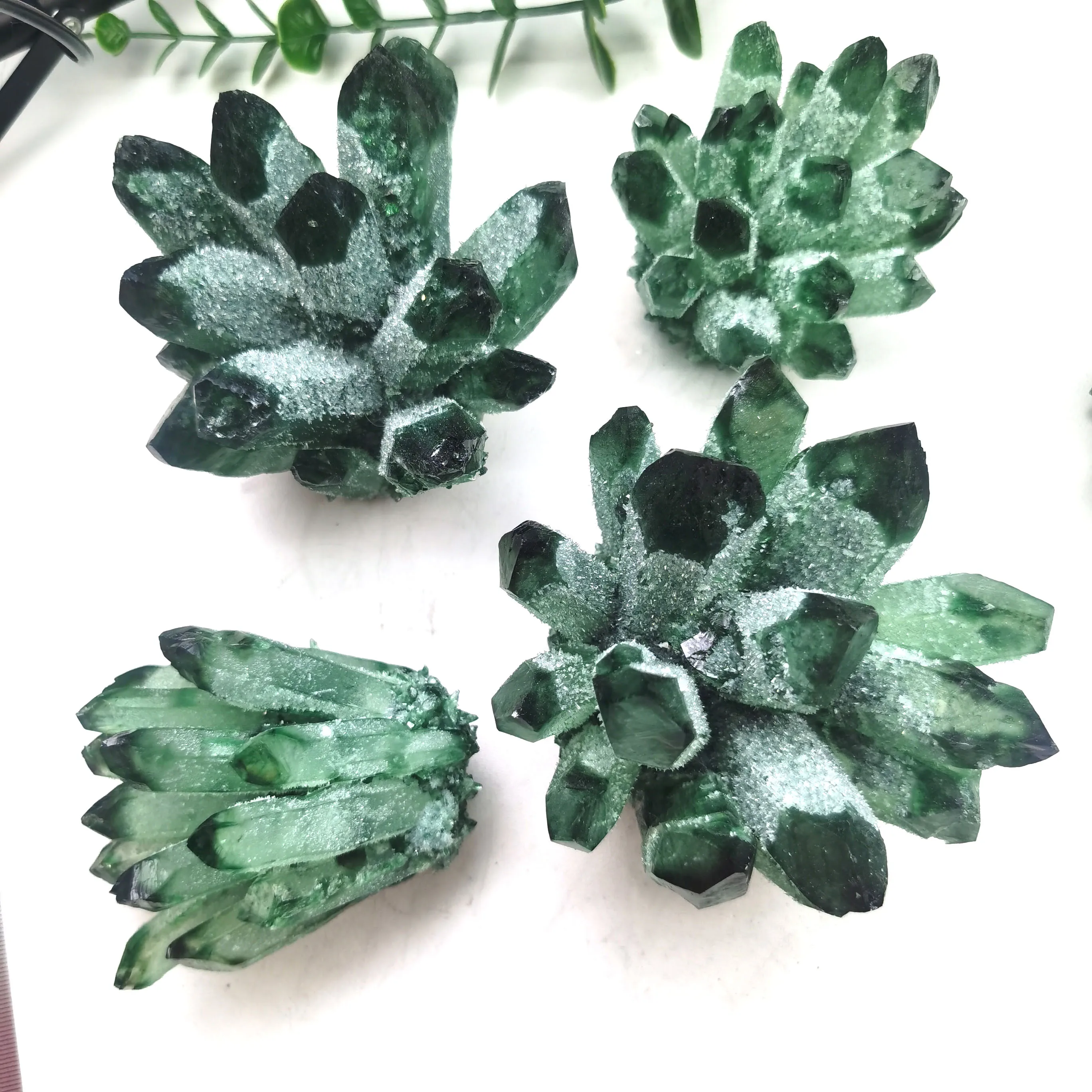 Wholesale Natural Healing Quartz Green Phantom Quartz Cluster Raw Crystal Cluster For Home Decor Gift