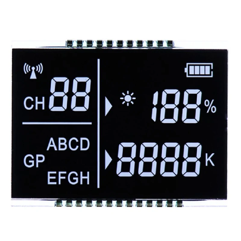 Custom Segment TN STN LCD Panel for Meter LCD With Voltage Current Temperature  Power Characters and Segments