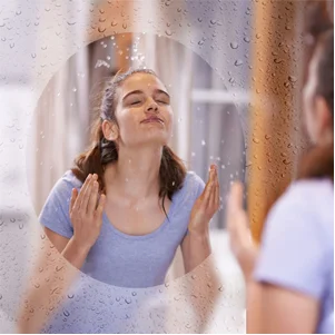 Black Framed Bathroom Vanity Rectangular Mirror with Wall Mount Design