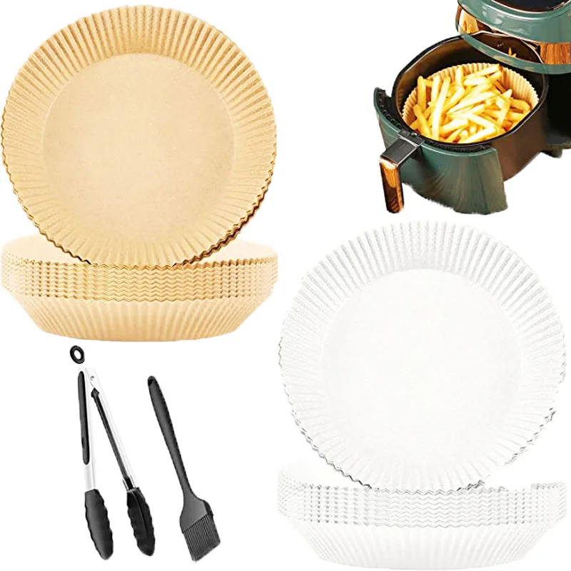 Custom Diy 7 Inch Woolworths Disposable Tray Basket Oven Use Barbecue Air Fryer Wax Paper for Air Fryer Round Oil Free Bamboo
