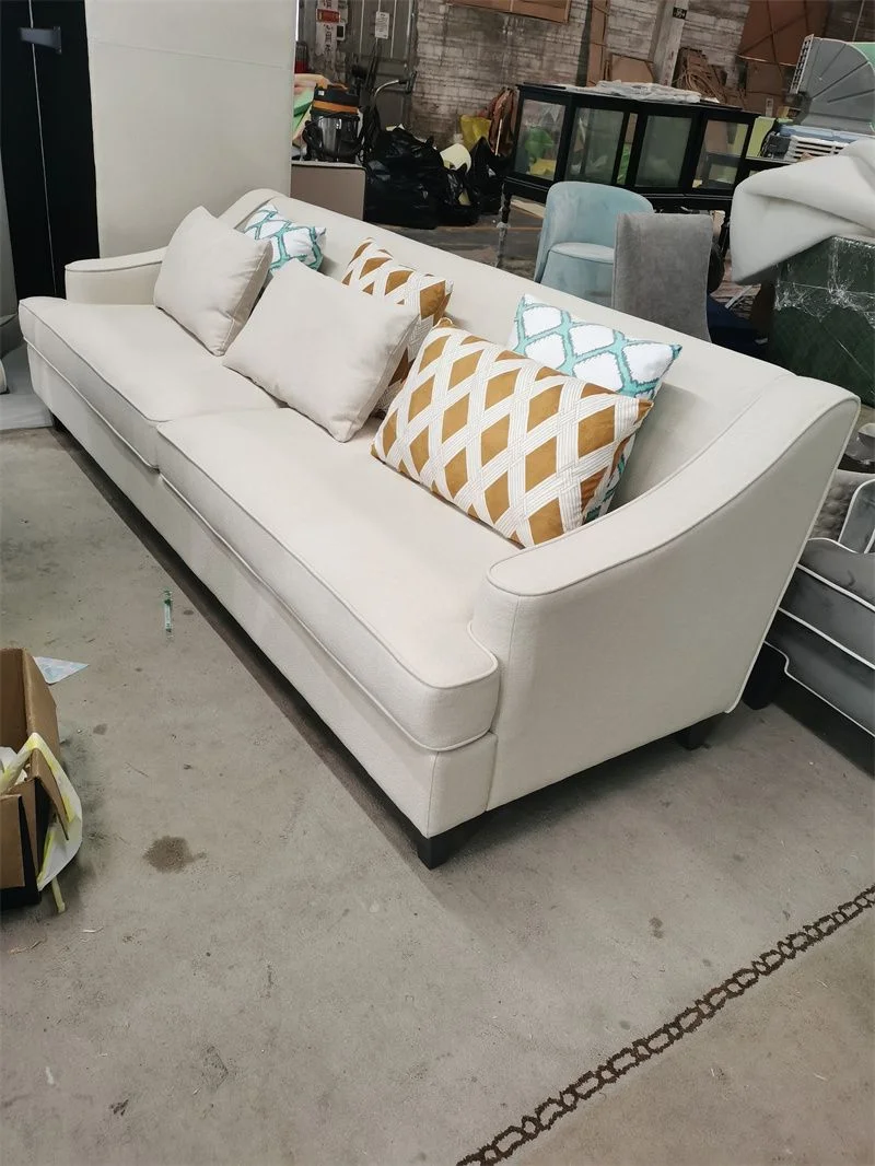 Convenient Furnitures House Simple Wood Frame Couches White Italian Leather Modern Furniture  Sofa Light luxury Sofa set Living