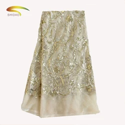 shidao french flower sequins wedding dress lace fabric for curtains