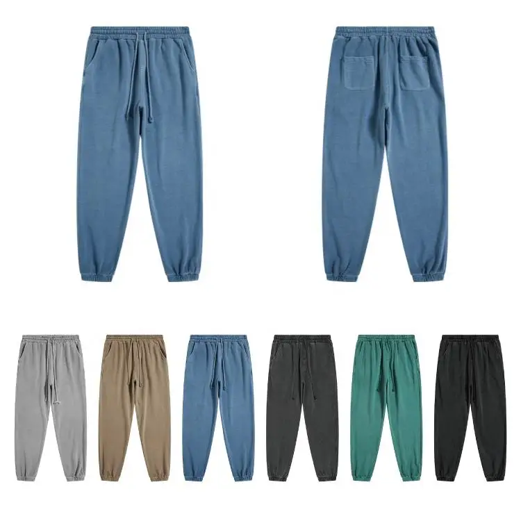 pure cotton vintage heavy weight fleece acid washed sweat pants plain french terry custom sweatpants