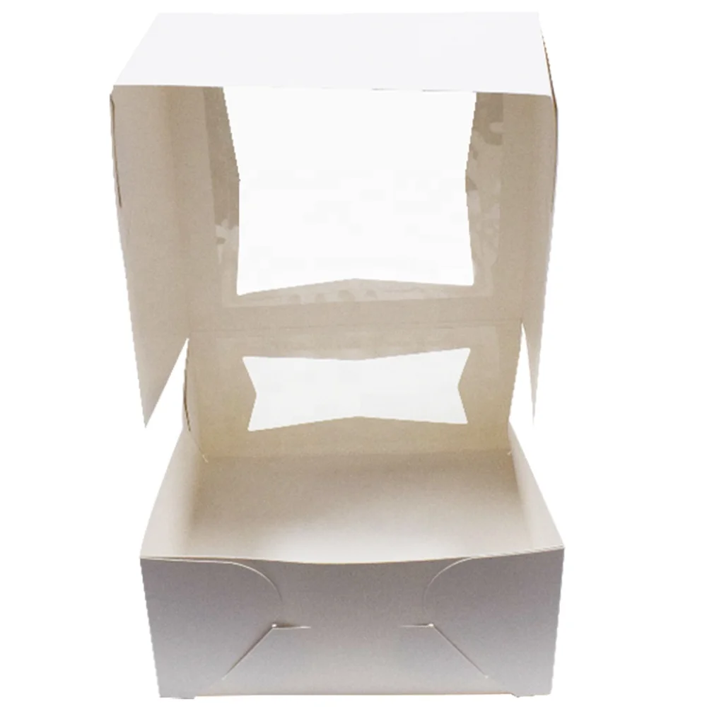 Customizable Square Luxury Birthday Clear Transparent Cake Box Custom Donut Cake Packaging Box Take Away Cupcake Box