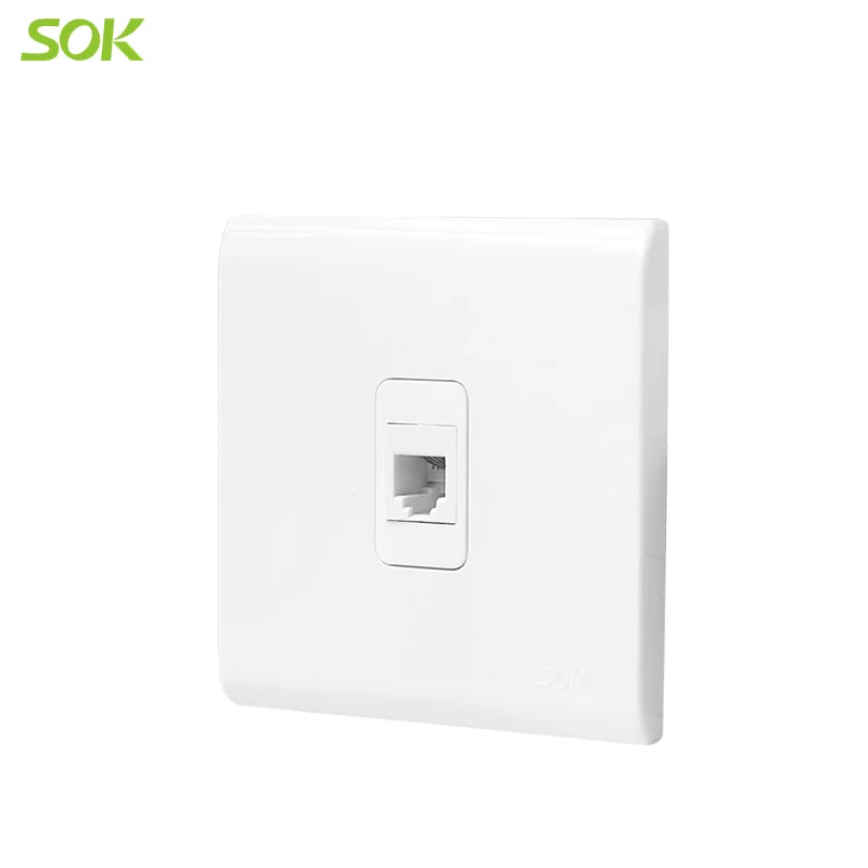 1 Gang RJ11 колбас TEL розетки с сенсорным экраном-белый ручное управление 10 лет 1000 шт. 20-35 дней FOB Шунде ПК + латунь W83/1TEL 250V