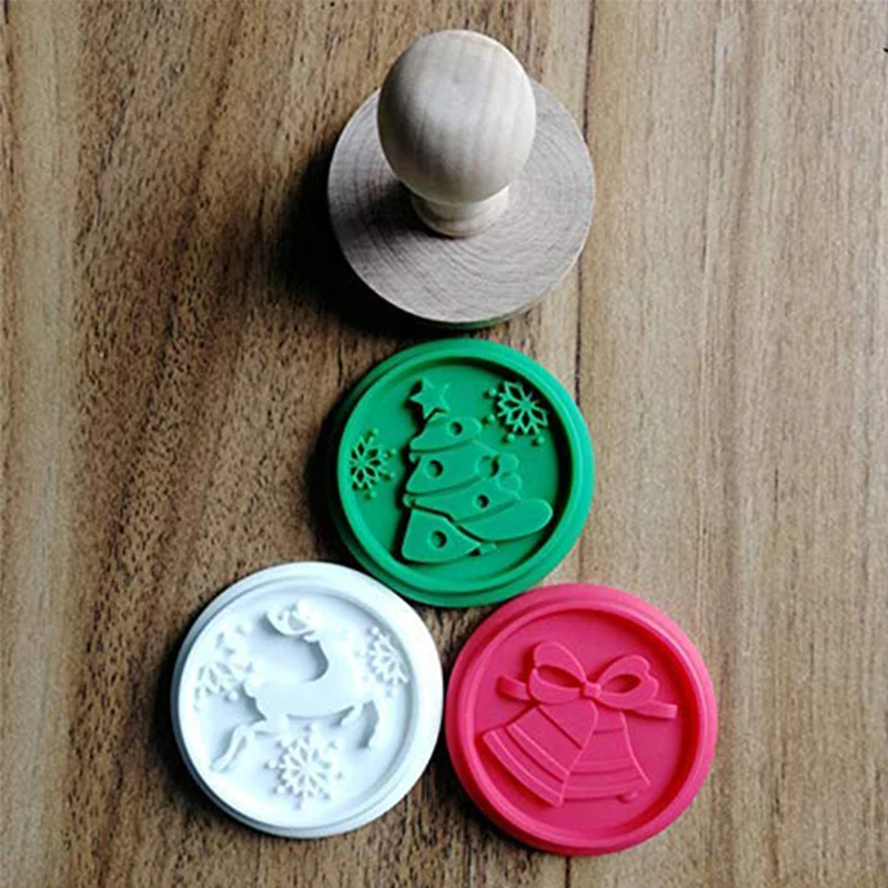 Custom silicone cookie stamp  wooden handle silicone cookie seal Halloween Thanksgiving Day biscuit stamp