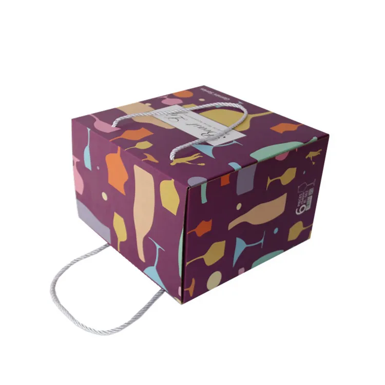 Logo Printed High Quality Colorful Gift Corrugated Packaging Box With Handle