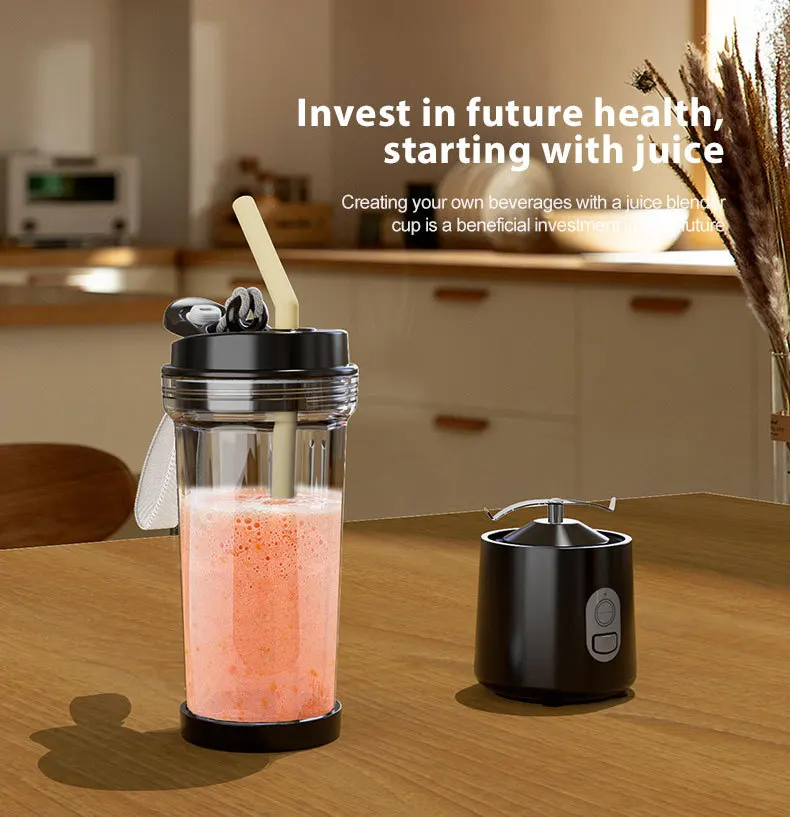 Wholesale 500Ml 4000Mah Usb Rechargeable Fresh Juice Personal Portable Blender With Straw