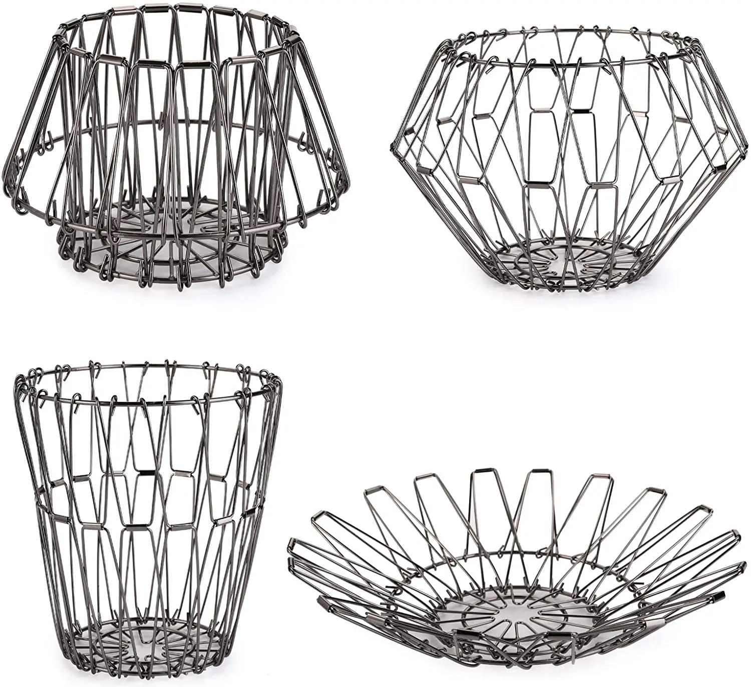 Foldable Organizer Storage Basket Wholesale Home Mesh Food Clothes Gift Desk Folding Metal Baskets