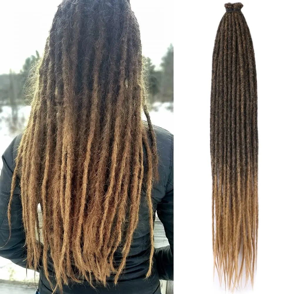 Synthetic Dreadlock Extensions 24 Inch Ombre Blonde Box Braid Dreads Locs Crochet Hippe Dreads Handmade 0.6 cm Braid Hair