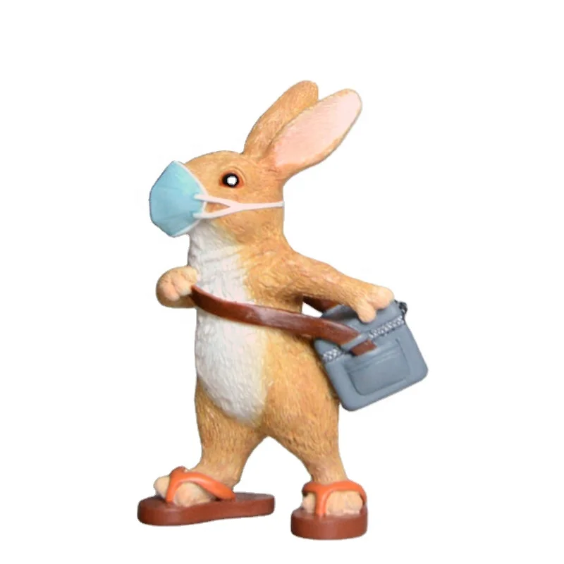 Z15805A Gift Idea Nice Resin Handcraft Statue Courier Bunny Animal Figurine