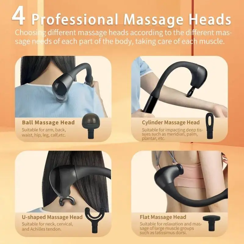2024 Deep Tissue Body Massager Powerful Fascia Gun Massage Hammer U-Shaped Massage Gun With Extended Handle