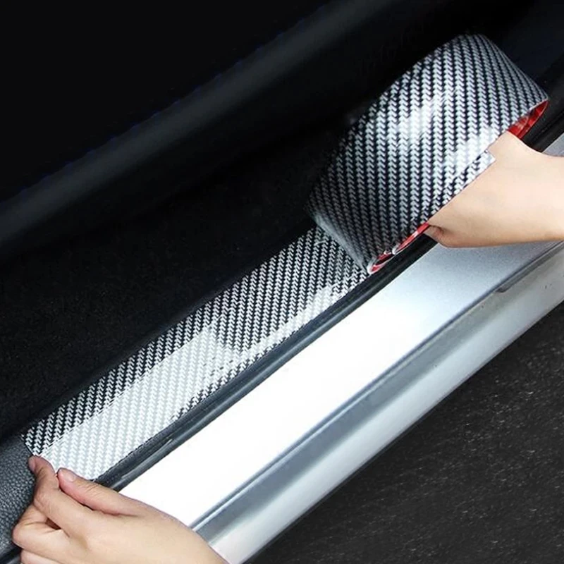 5D Carbon Fiber Rubber Car Stickers Styling Door Sill Protector Goods For KIA Toyota BMW Audi Mazda Ford Hyundai Accessories