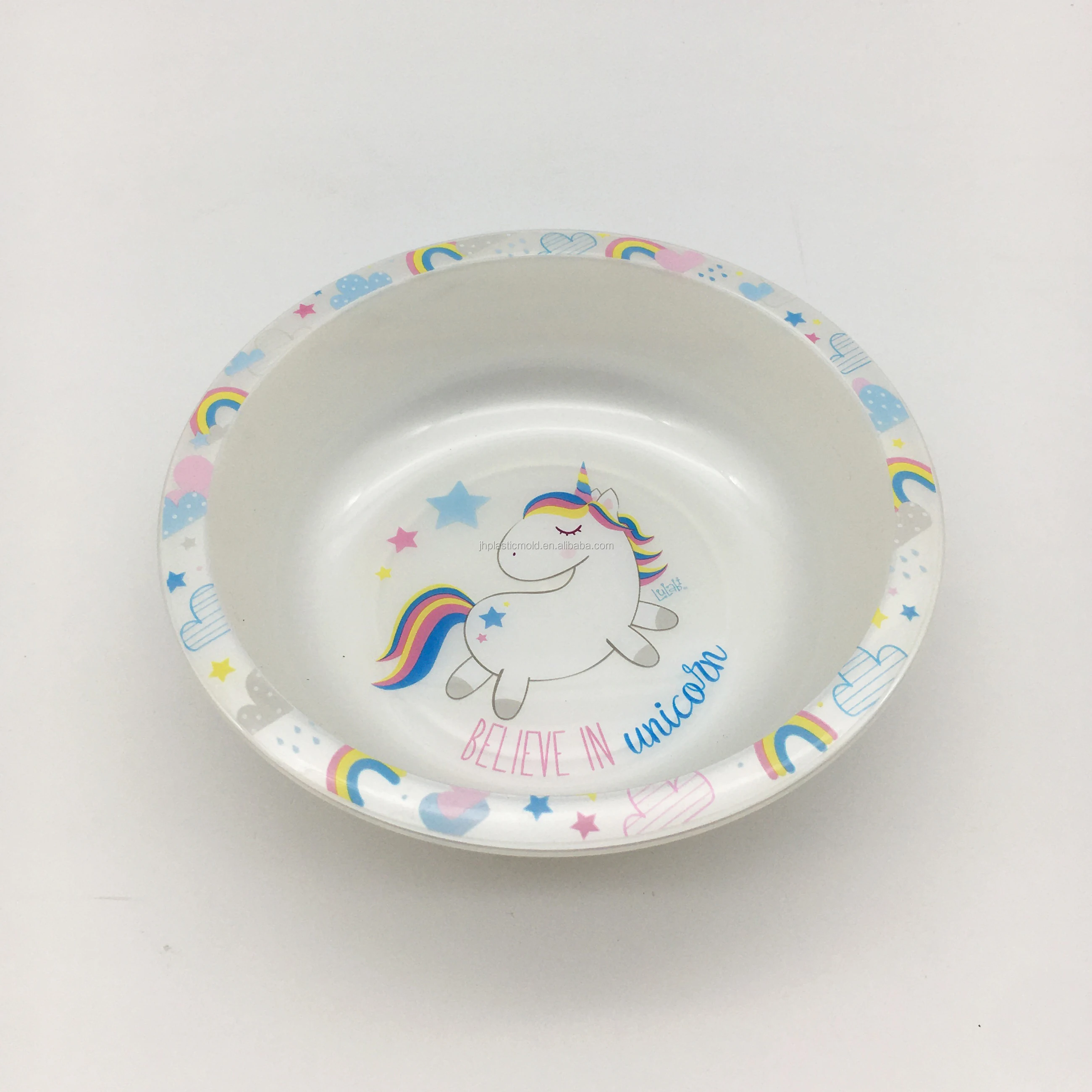 IML Decorations Unicorn PP plastic round baby Dinner Plates Kids Tableware Plate 21.5cm