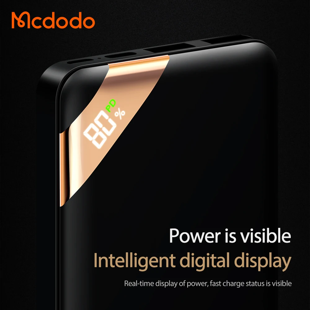 Внешний аккумулятор Mcdodo 5 В 9 12 PD + QC 15 Вт 18 20000 мАч с цифровым дисплеем