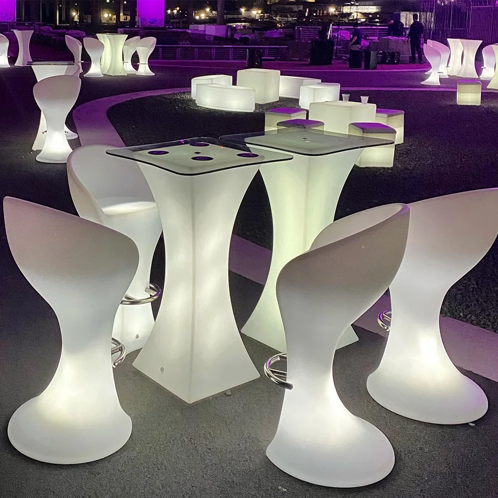 led chair outdoor furniture garden patio illuminated glowing high top led cocktail bar table chair sofa set plastic furniture