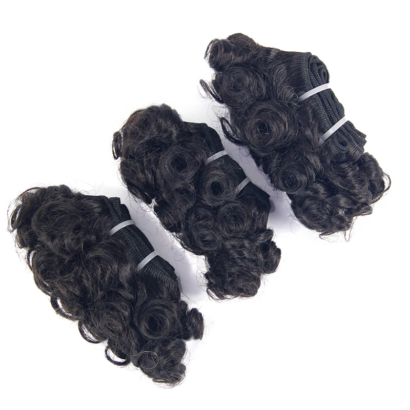 
Wholesale 100% virgin Brazilian hair, Natural color virgin Brazilian fumi hair bundle, 105g/set 6inch 3pcs human hair extension 