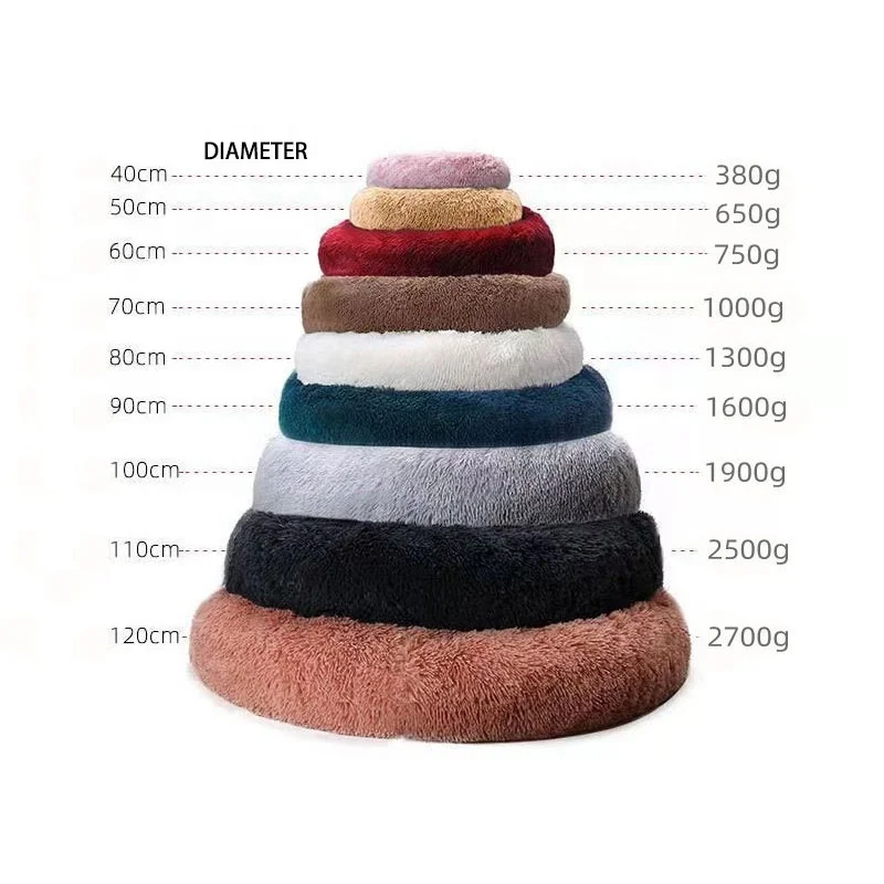 Hot sale pet bed Round soft comfort luxury plush cat dog beds washable donut dog bed