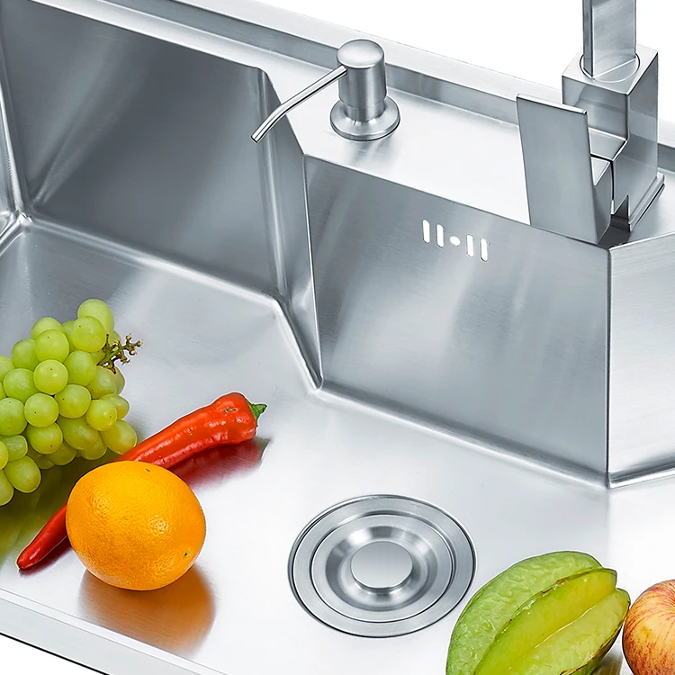 Above counter basin square shape 1 bowl stainless steel thick handmade kitchen sink dishwasher
