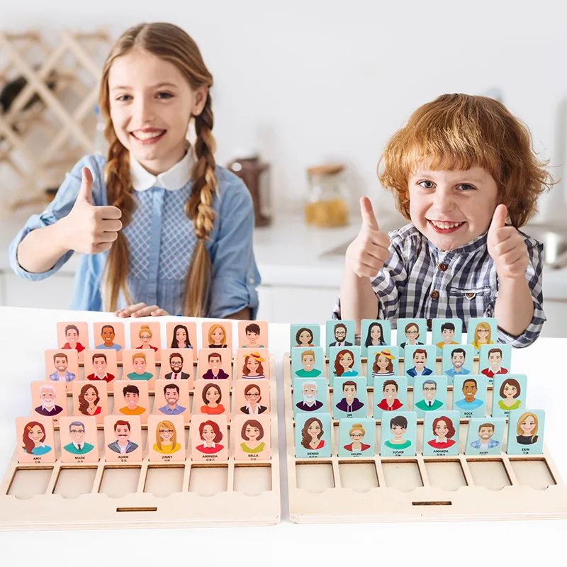 Custom Own Guess Who i Am Wooden Puzzle Personalize Board Game Educational Toy for Kids