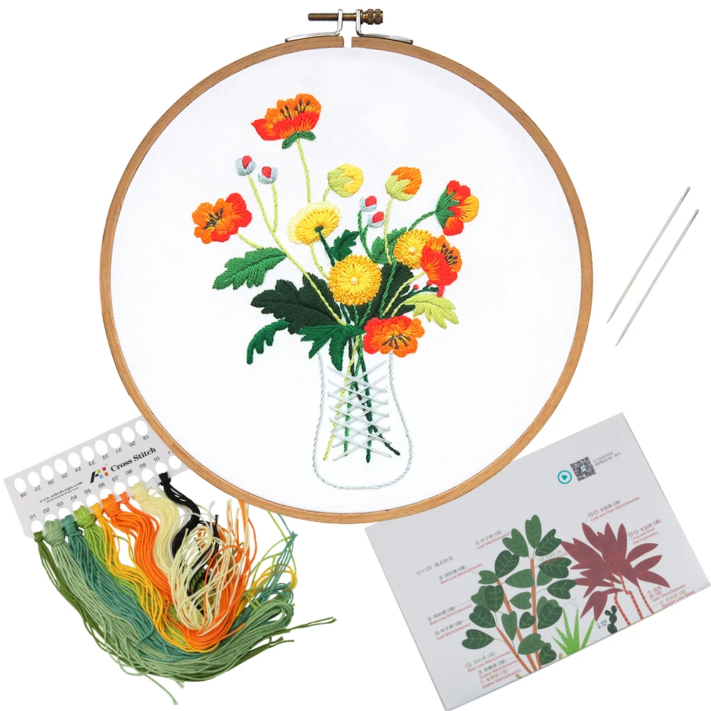 
Factory Directly Sale Home Decor Needlework Sewing Flower Patterns Cross Stitch Set Hand Embroidery Starter Kits 