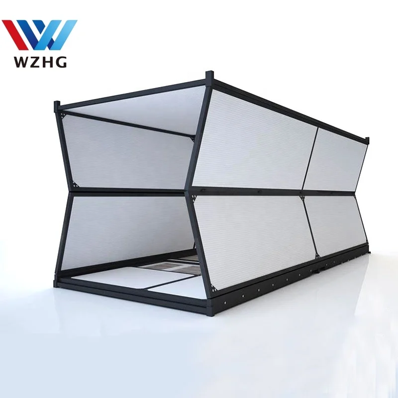 Prefabricated container collapsible folding houses come with septic hook up insulation heating electric ships from wzh
