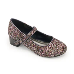 Бесплатный образец пользовательские продаются детская обувь на низком каблуке с широкими полями для латинских танцев наряды для маленьких принцесс; Обувь для вечеринок