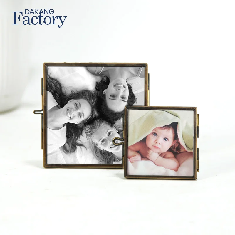 Metal Glass souvenirs Gift Vintage Picture Photo Frames Wholesale Support Mini Photo Frame Gold Frame