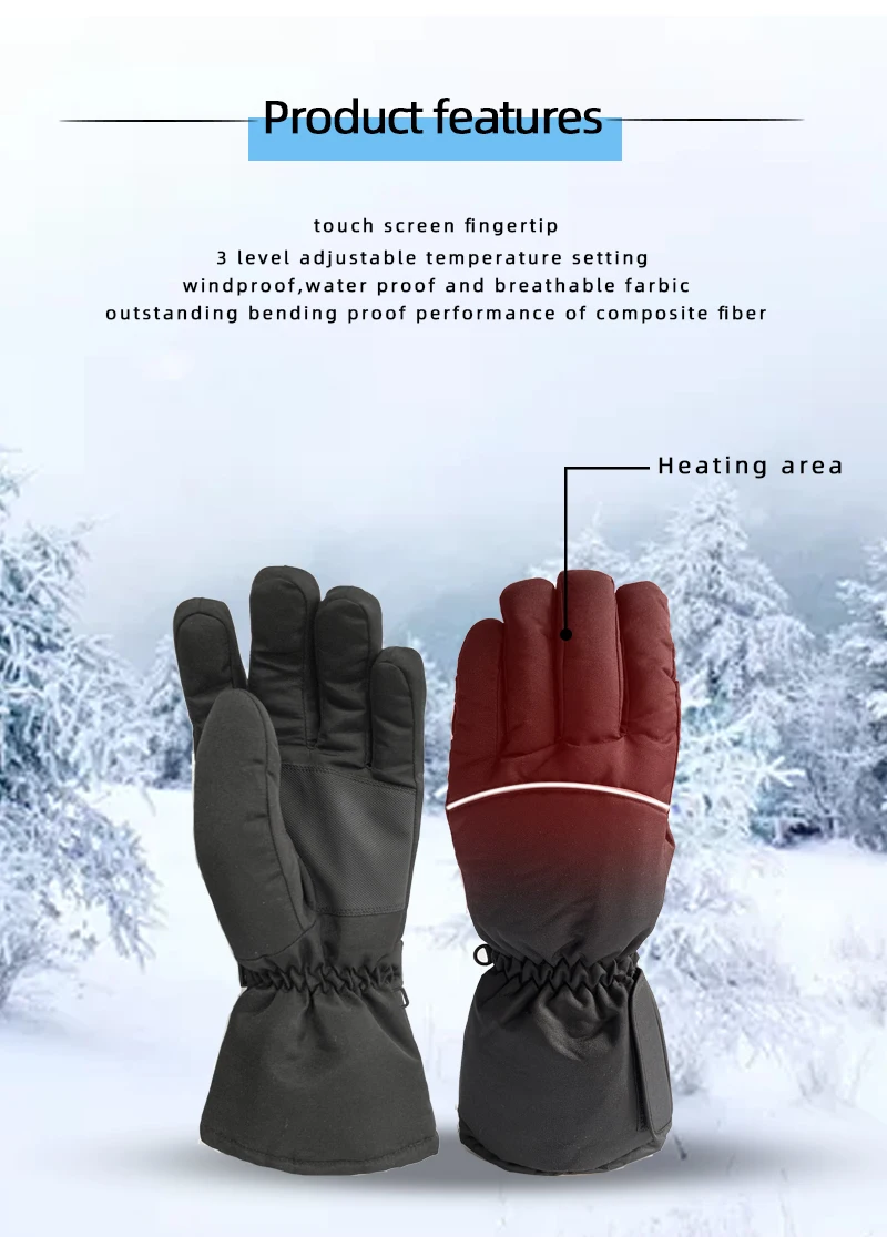 Одобренные CE уличные виды спорта низкая цена перезаряжаемые аккумуляторы перчатки с электрическим подогревом и сенсорным