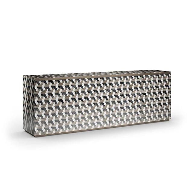 Italian Design Style Side Cabinet Living Room Furniture Stripe Cabinet Made Of Modern Wood Panel For Home Furniture Dining Hotel