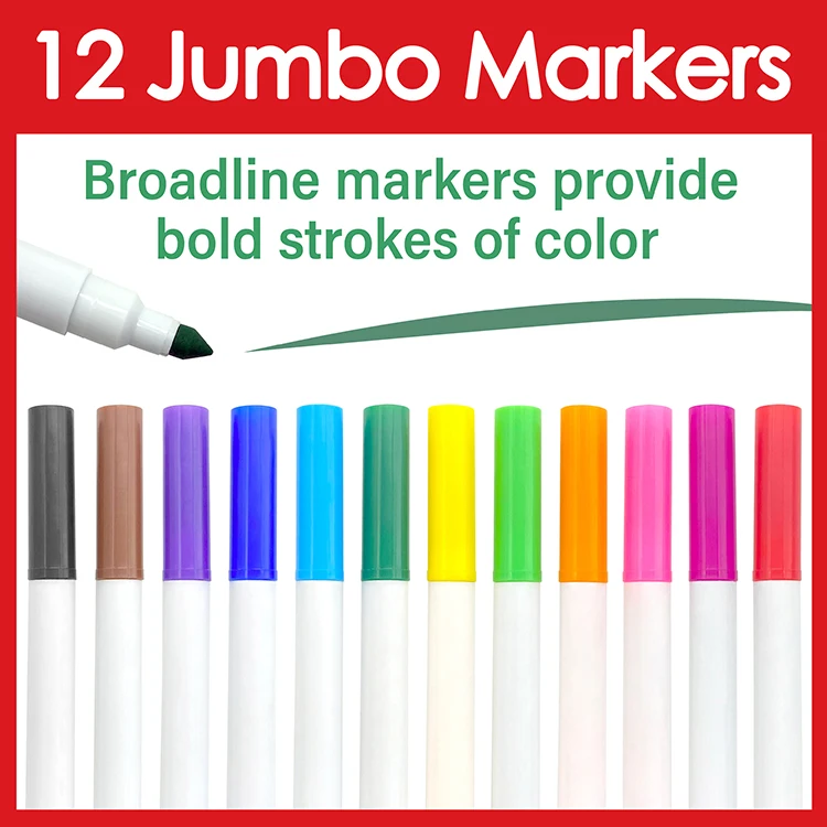 Manufacturing oem non toxic 12 colors 4.5 mm jumbo tip watercolor markers pantone marker pens with custom colors