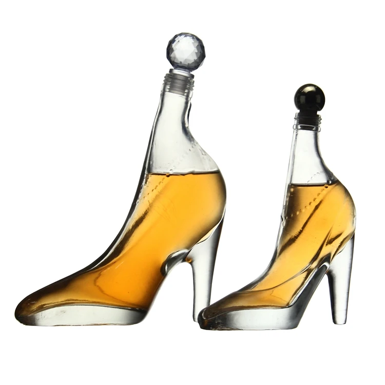Hand Blown Borosilicate Glass High Heel Shoe Shape Glass Bottle for Wine Whiskey bottle