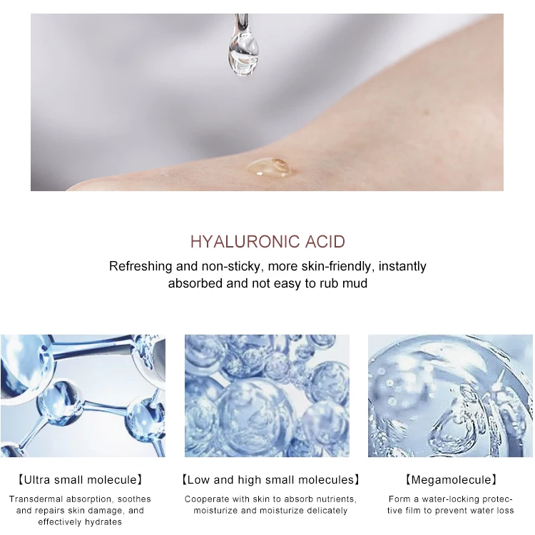 
High Quality Facial Hydration Moisturizing Moisturizer Sodium Hyaluronate Solution Face Serum 