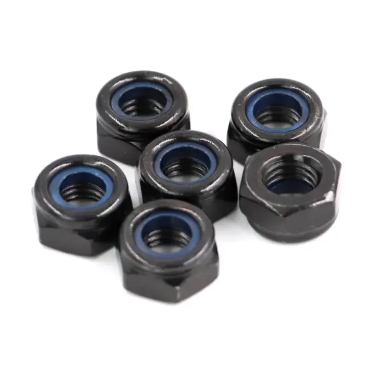 Carbon Steel Nylon Lock Nut with Blackened Prevailing torque type Hex Lock Nut With Nylon DIN985/982
