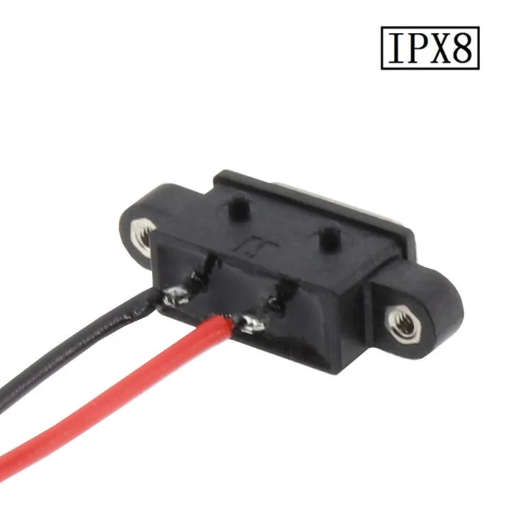 Take line 2 pin  Waterproof Type-C socket Jack  Straight lock type with nut  Wire needs to be customized  Waterproof grade IPX8