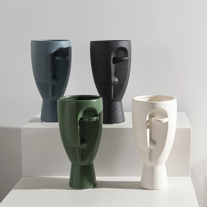 ART Nordic design ins wind soft decoration face art vase living room flower arrangement ceramic floral furnishings home soft dec