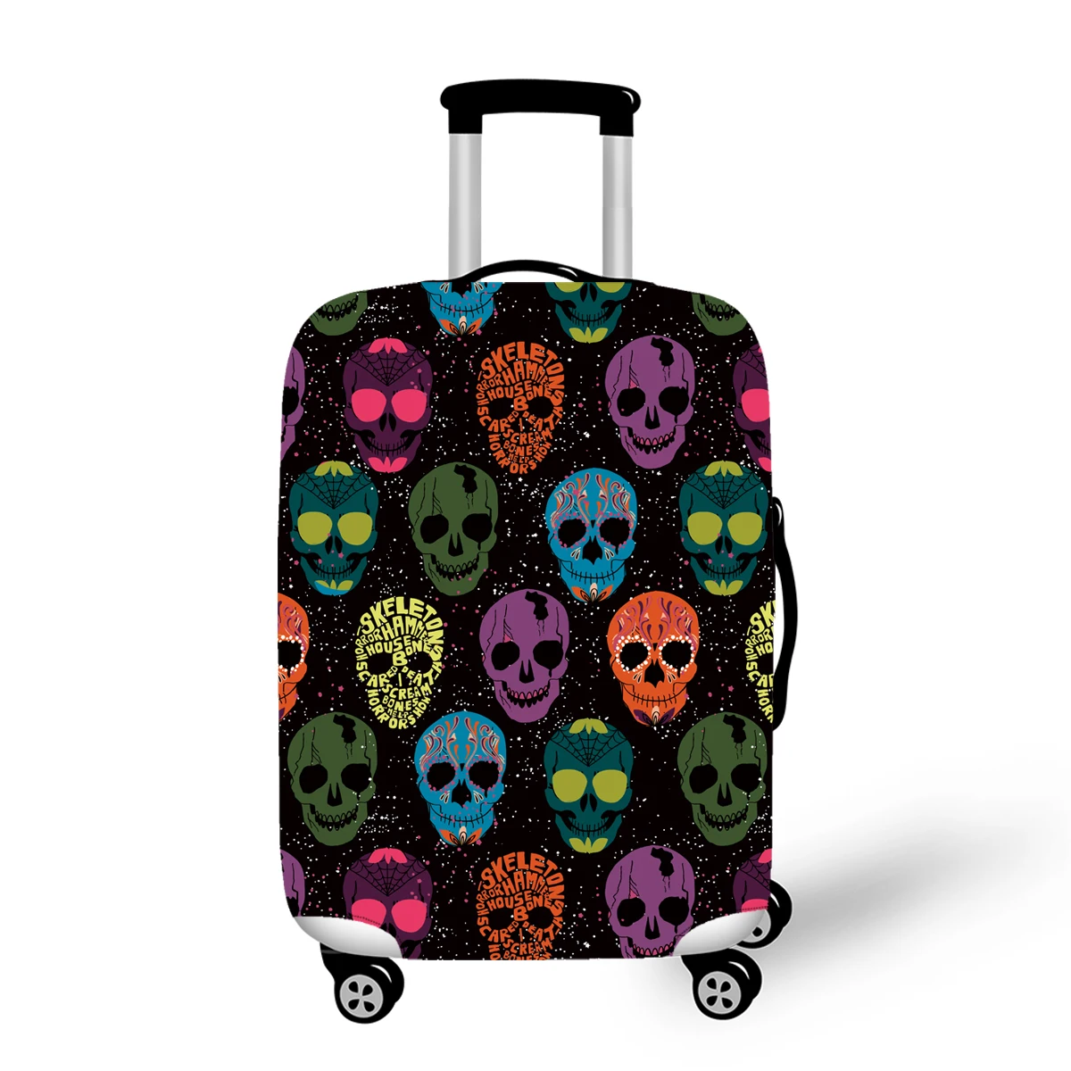 Новый чехол для чемодана полноцветный с принтом в виде черепа на молнии дизайнерский
