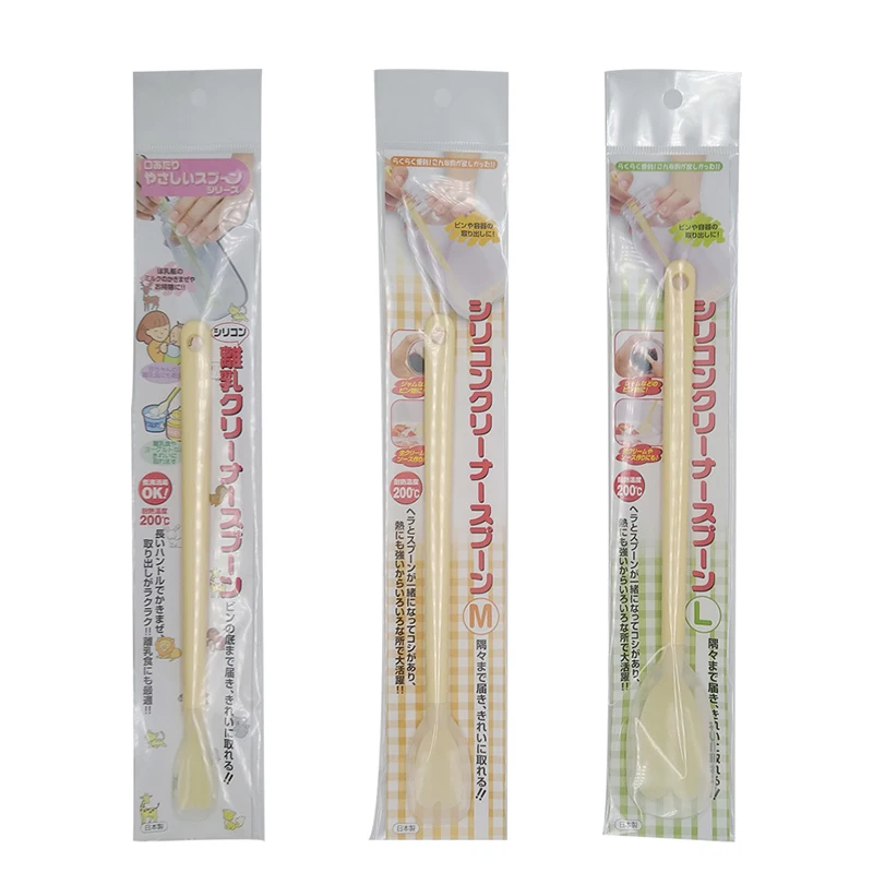 Longer handle weaning cleaner soft rubber baby silicone thermomix spoon