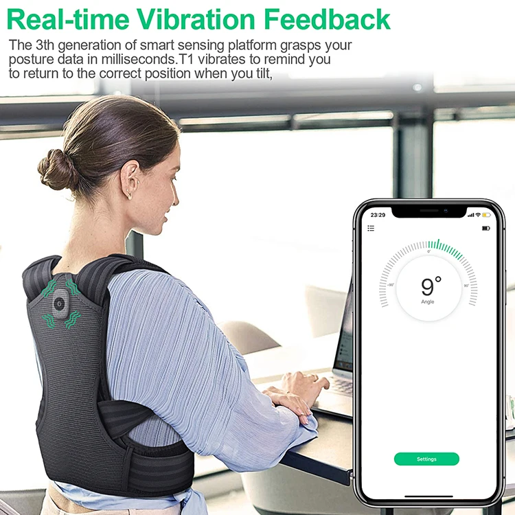 Vibrating Back Posture Corrector Belt Adjustable with Smart Sensor for Men and Women