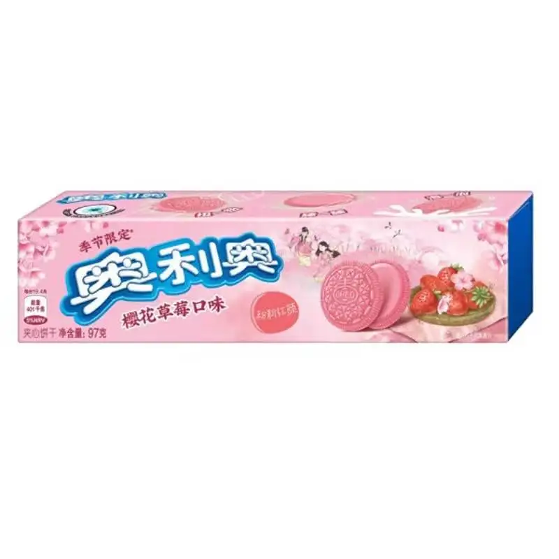 Хит продаж, печенье-сэндвич Oreo, 97 г * коробка, клубничный аромат сакуры, снэки для отдыха, здоровая пища