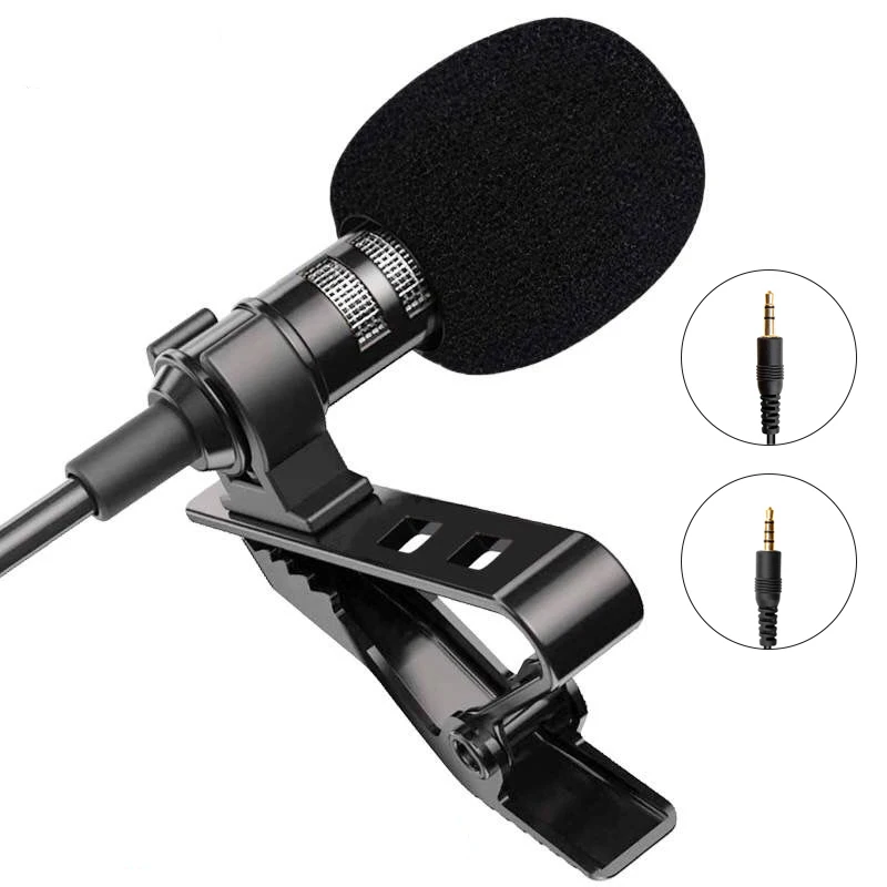 Free Sample Professional 1.5m Portable Clip-on Mic Mini Lapel Lavalier Microphone For PC Notebook Laptop Camera