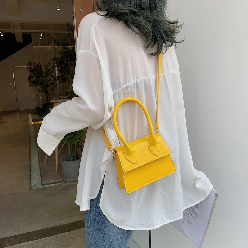 Сумка-тоут женская однотонная роскошный брендовый миниатюрный саквояж дизайнерский маленький чемоданчик кросс-боди на ремне 2021