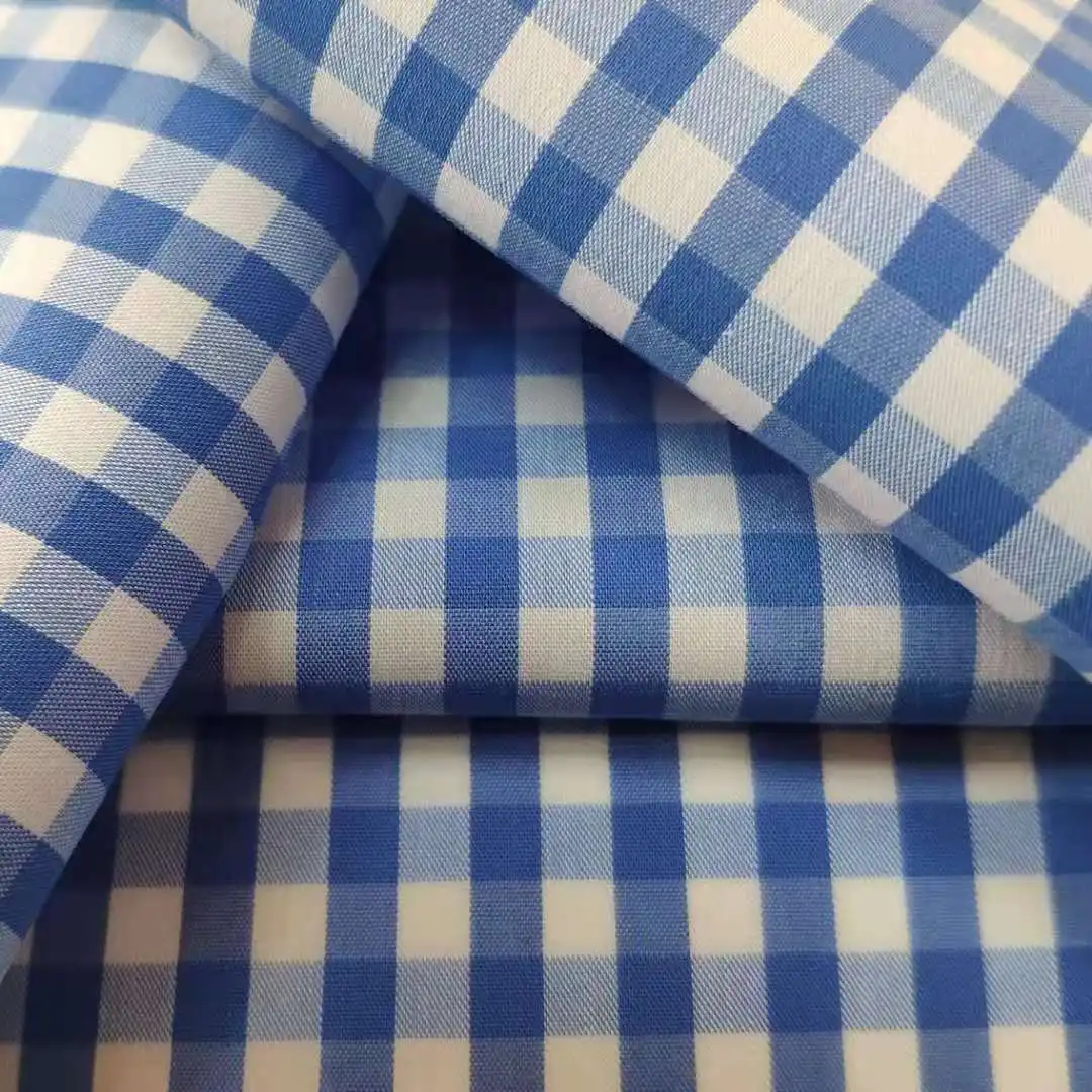 Promotional Top Quality Soft Cotton / Nylon Stretch Check Shirt Yarn Dyed Fabric