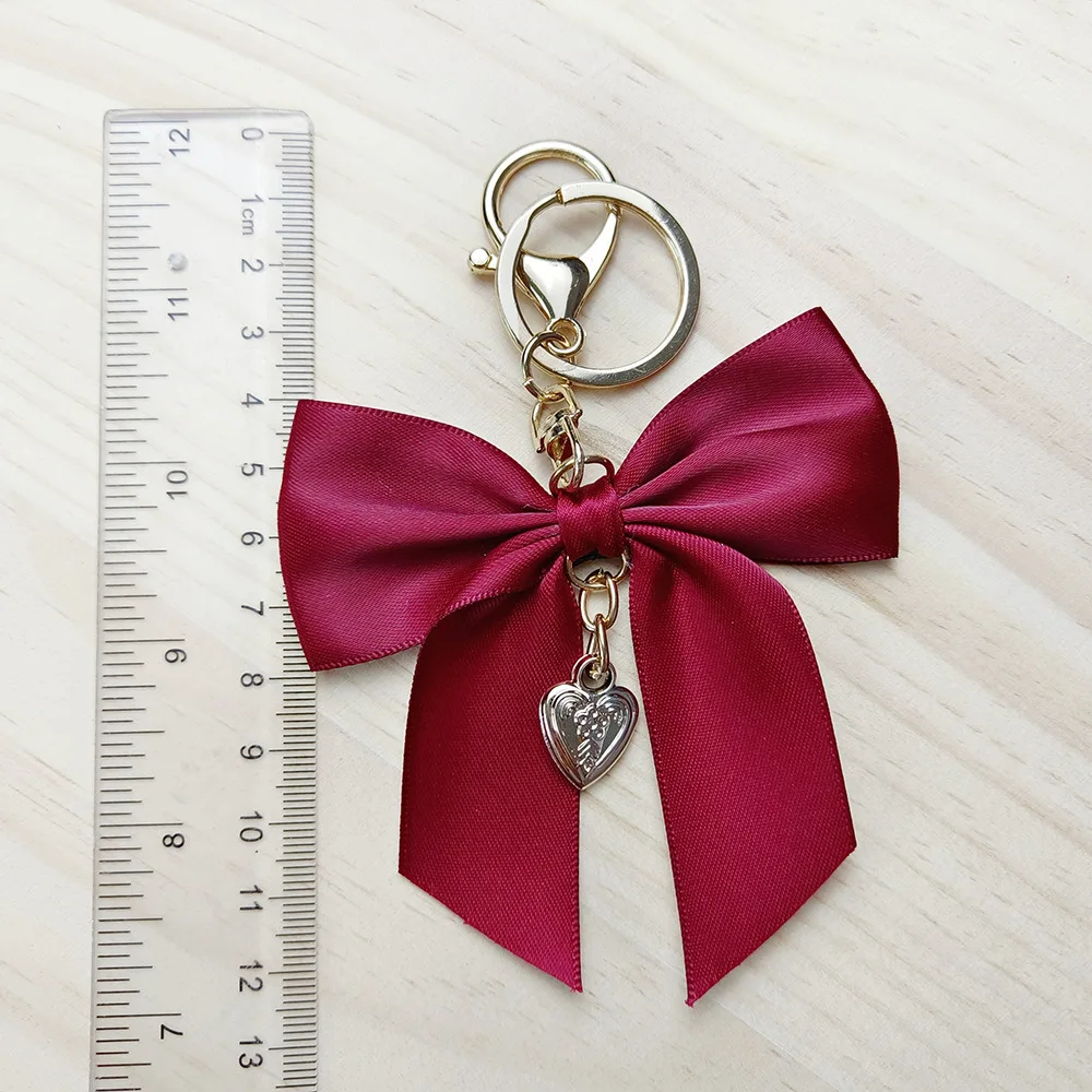 Customizable Handmade Ribbon Bow Keychain Hot Fabric Cheer Keyring and Bag Charm Personalized Keychains