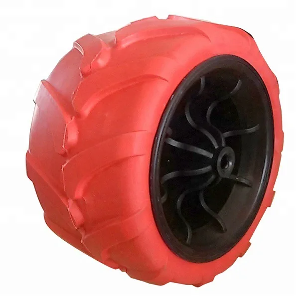 HKT1009 On sale customized color 7x4 inch sand beach folding wagon cart wheel airless solid 7' flat free wheel