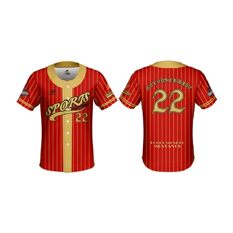 Wholesale red color Baseball uniform full sublimation design by own design OEM baseball jersey for team