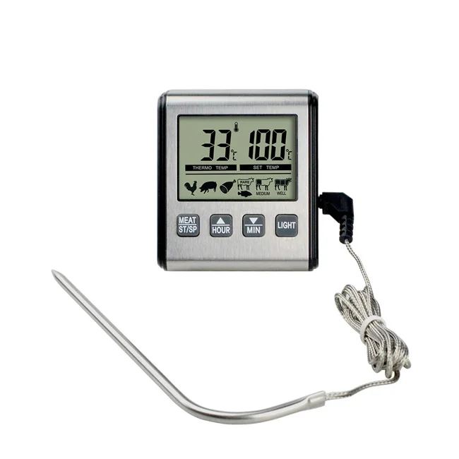
Dropshipping Portable Magnetic BBQ Cooking Kitchen Manual Digital Oven Timer Meat Food Thermometer 