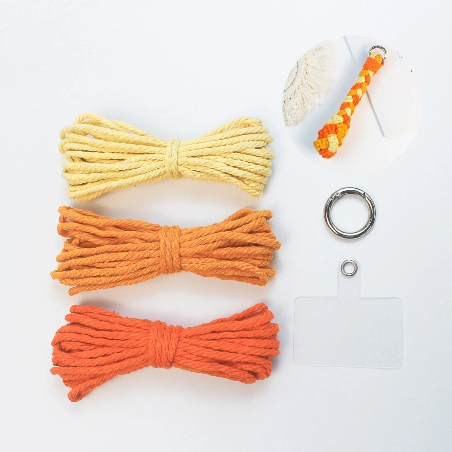 1 pc macrame kit with tutorial for beginner, Keychain handmade material kit DIY keychain handmade works