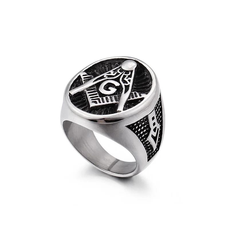 
Hot Selling Vintage Masonic Swivel Ring Men 316L Stainless Steel Fashion Jewelry 
